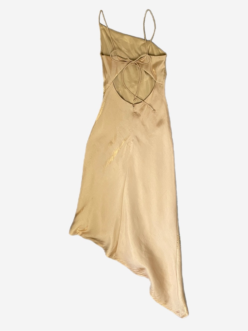 Vintage Y2K Niki Livas Gold sequin beaded open back asymmetric midi dress XS - Picture 12 of 14